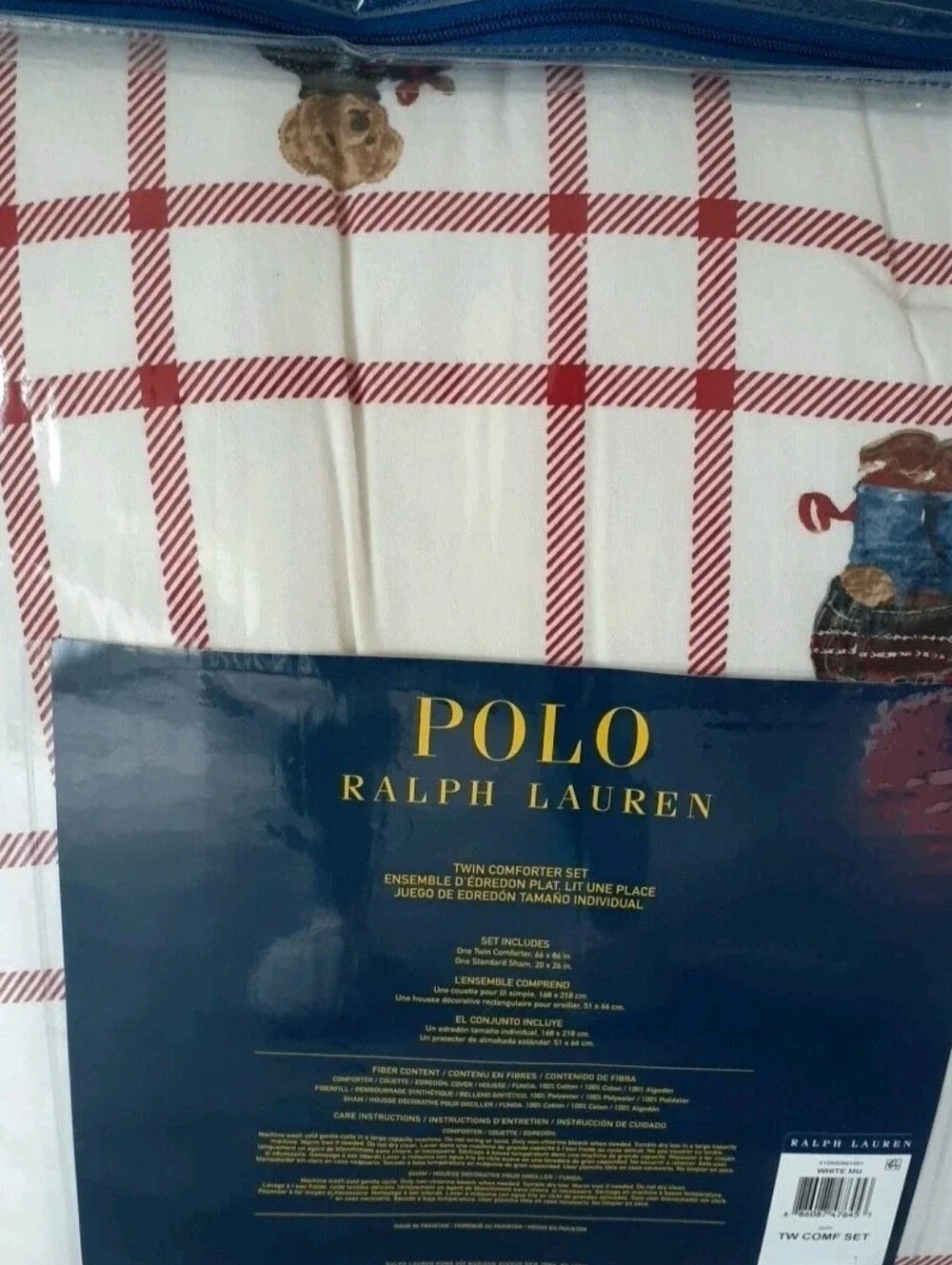 Polo Ralph Lauren Holiday Bear Collection Twin Comforter Set 1 Pillow Sham Rare